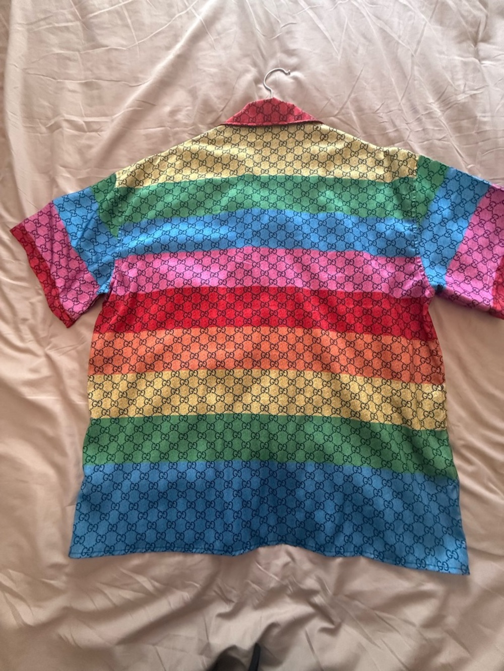 Gucci Multicolor Rainbow Stripe Short Sleeve Button-Down Shirt - Picture 2 of 3